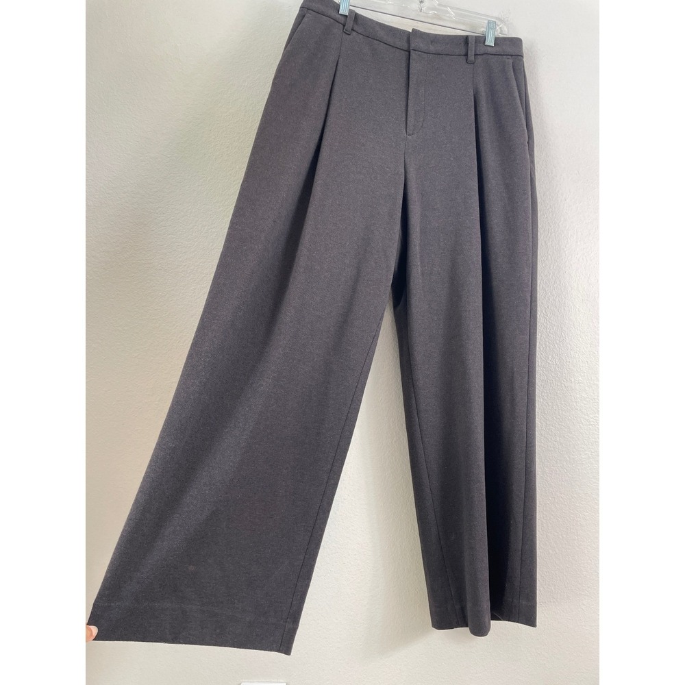Uniqlo x Comptoir des Cotonniers Womens XL Wide Leg Pleated Pants Charcoal Gray